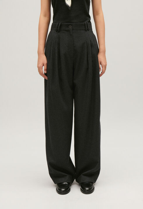 Pantalón ancho gris chiné