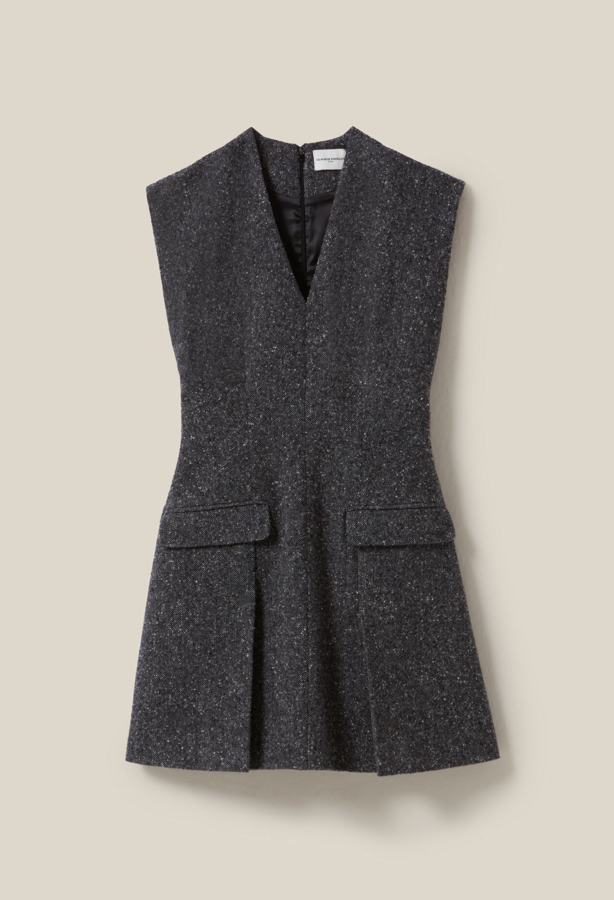 Vestido gris entallado de tweed