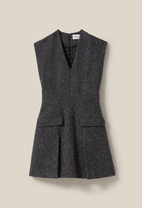 Vestido gris entallado de tweed