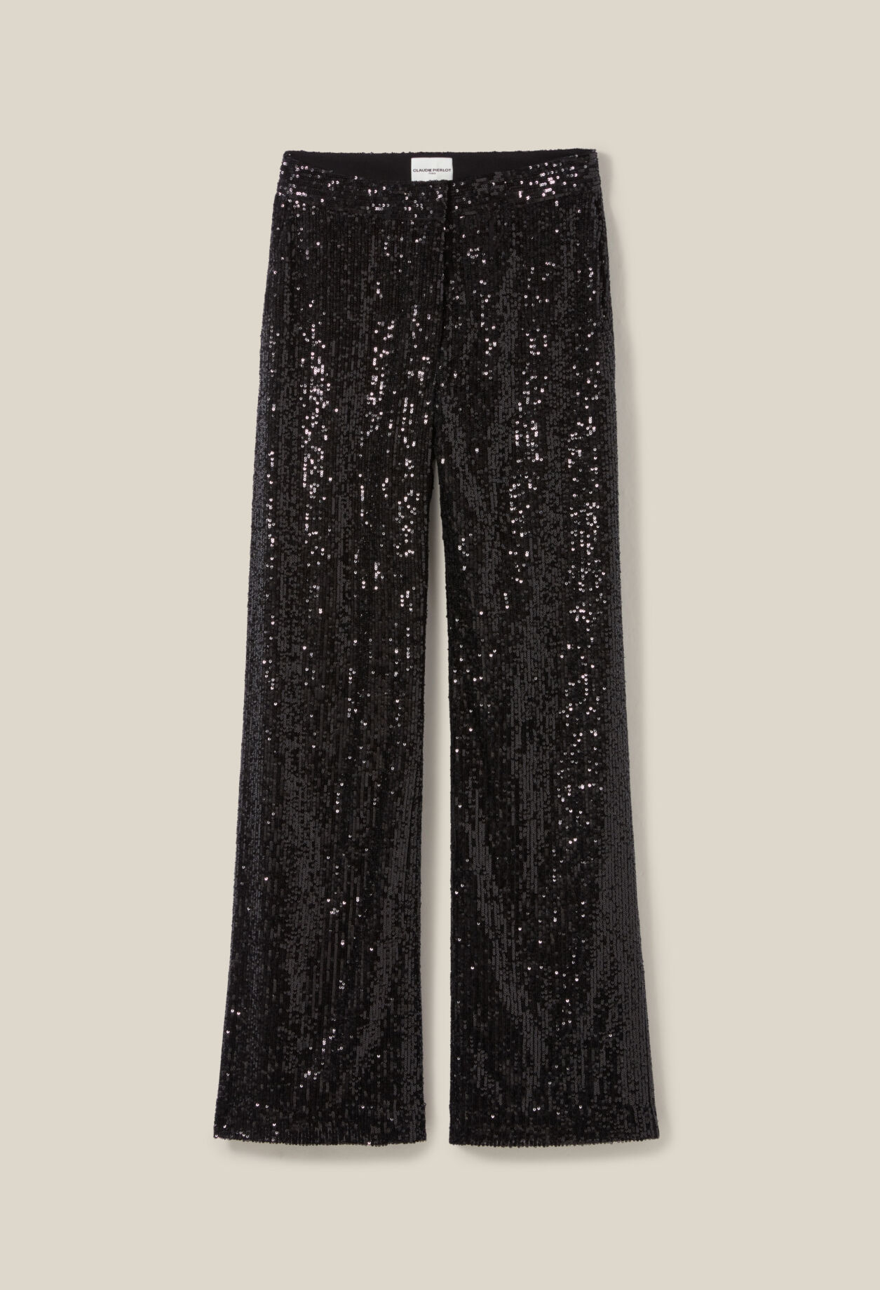 Pantalón recto de lentejuelas negras