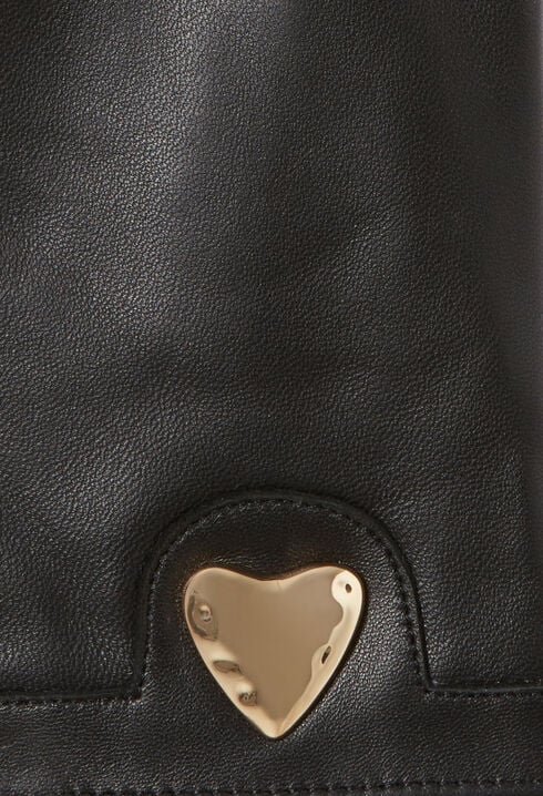 Guantes piel corazón dorado