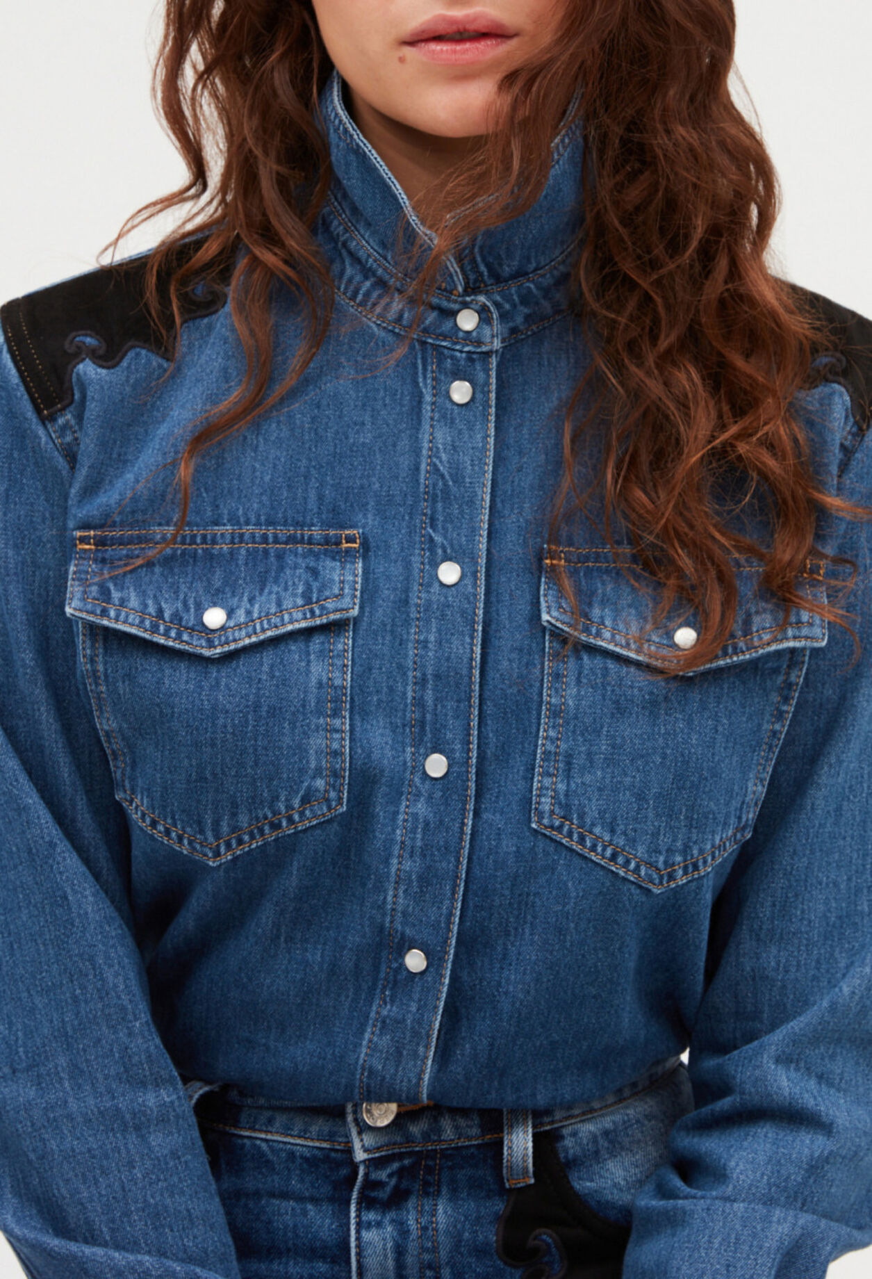 Camisa vaquera azul medio