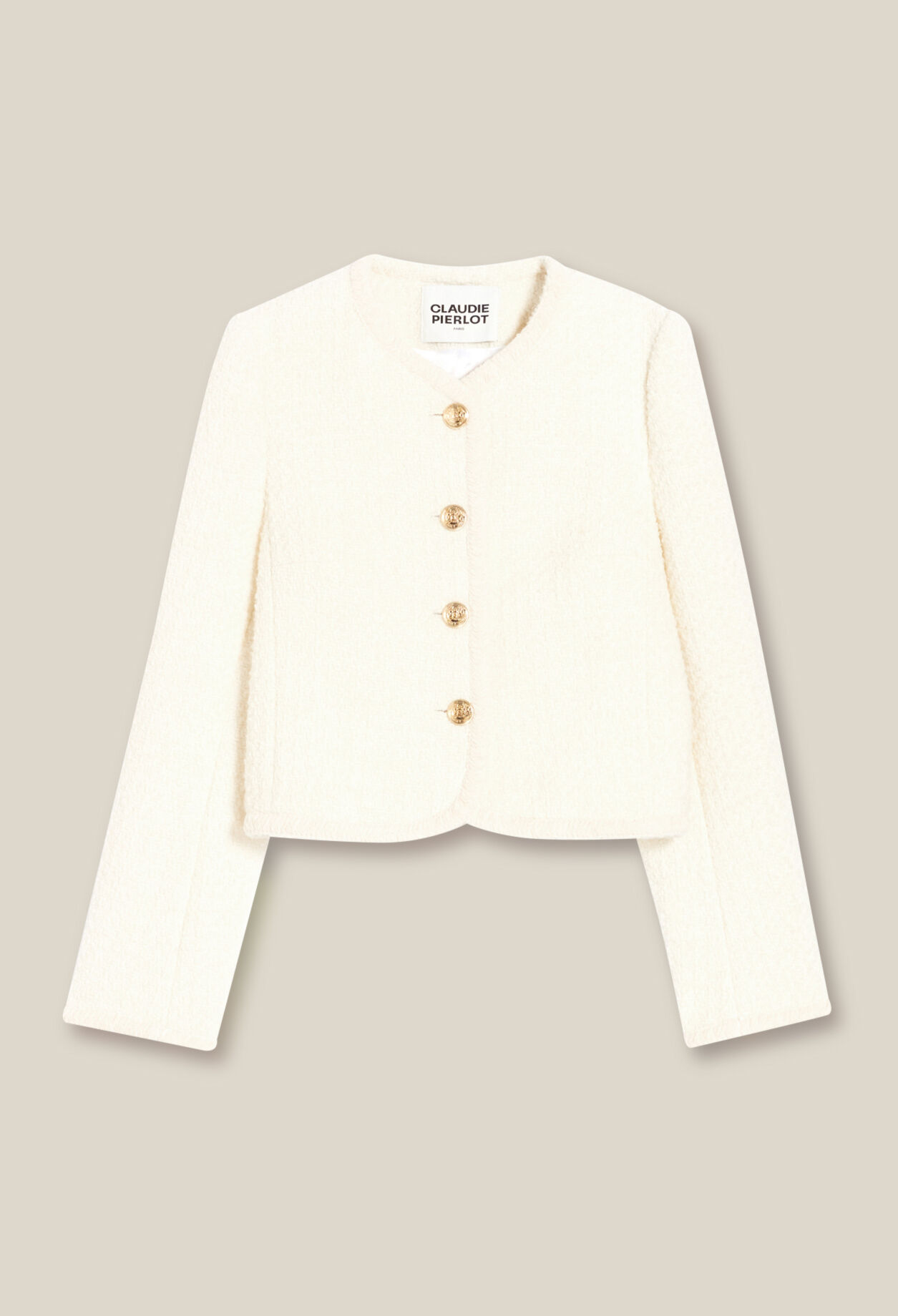 Chaqueta corta de tweed marfil 