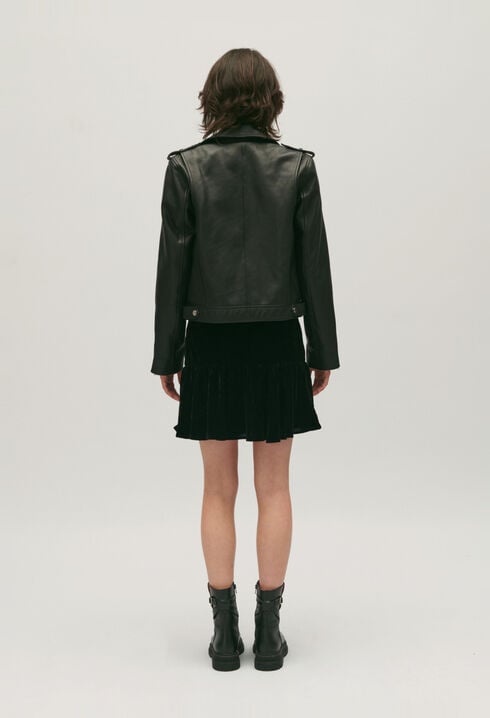 Chaqueta de cuero granulado negro 