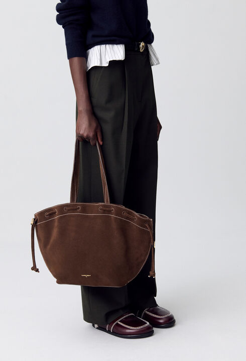 Bolso tote de cuero de ante