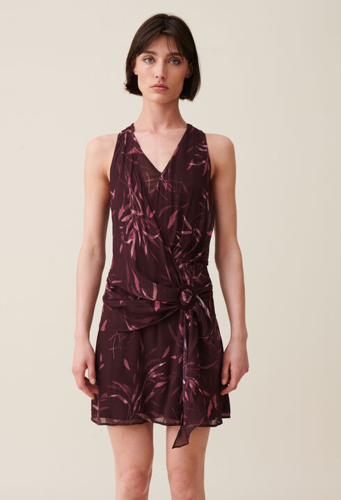 Vestido corto fluido sin mangas forrado