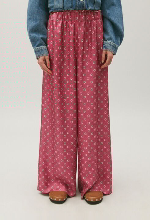 Pantalón satinado con estampado