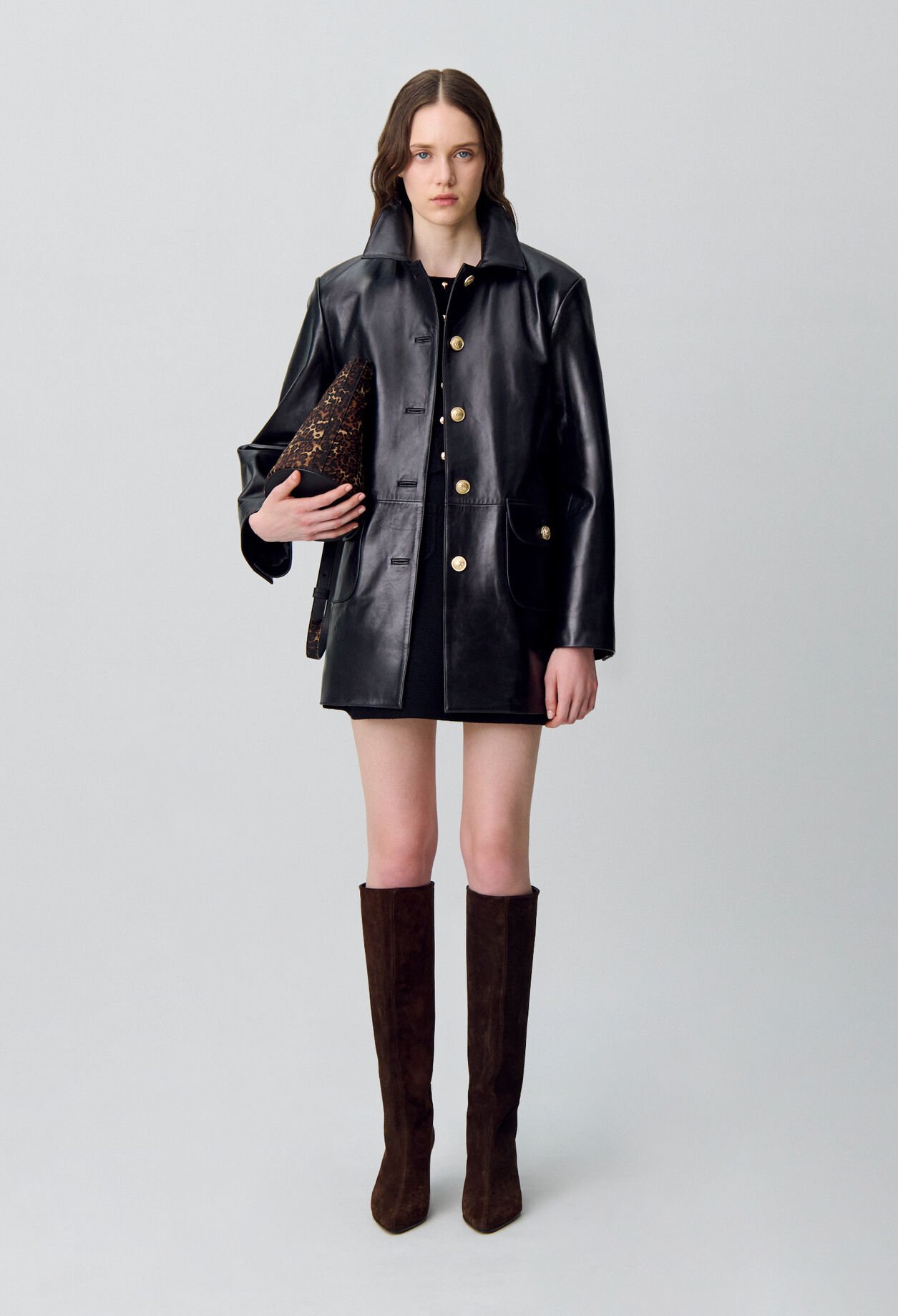 Chaqueta de cuero estilo oversize