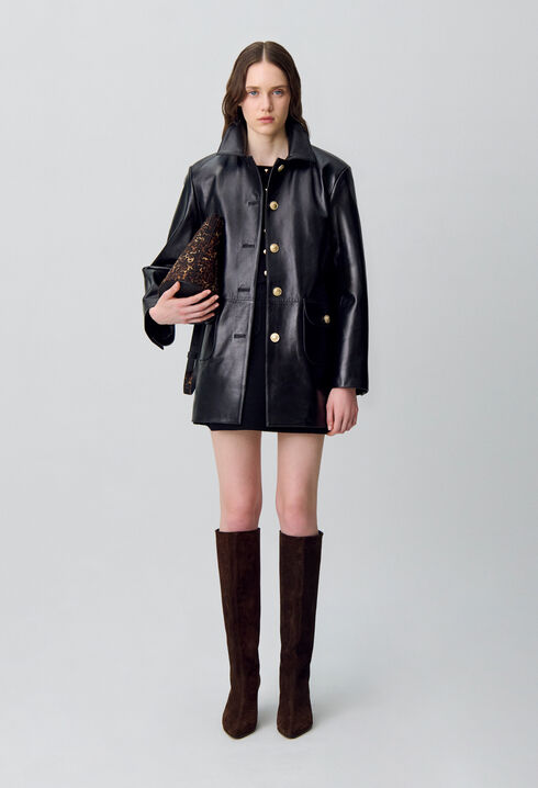 Chaqueta de cuero estilo oversize