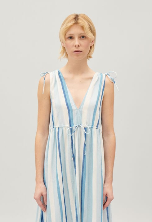 Vestido largo a rayas azul