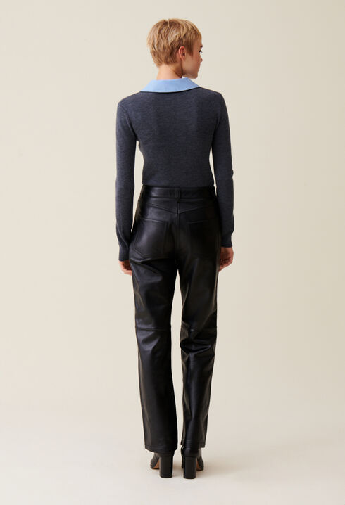 Pantalón recto de cuero
