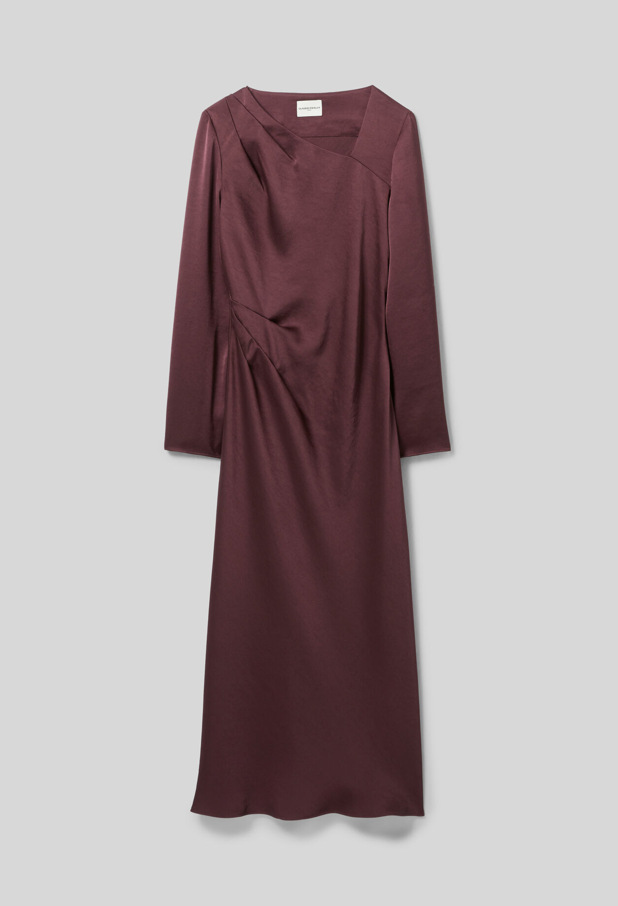 Vestido largo satinado asimétrico