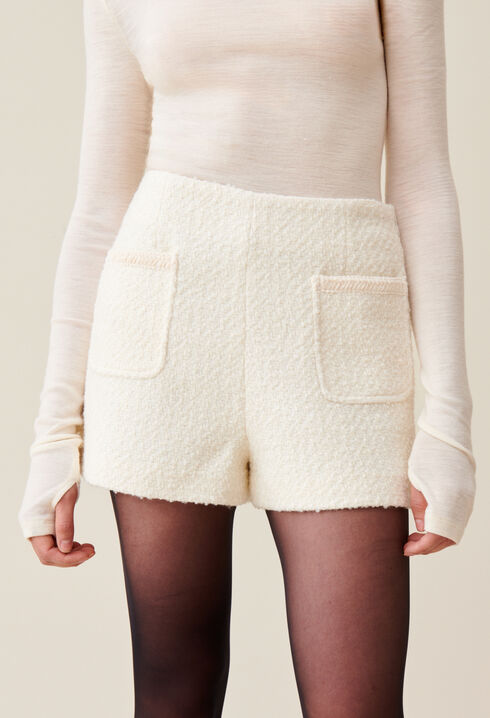 Short de tweed marfil 