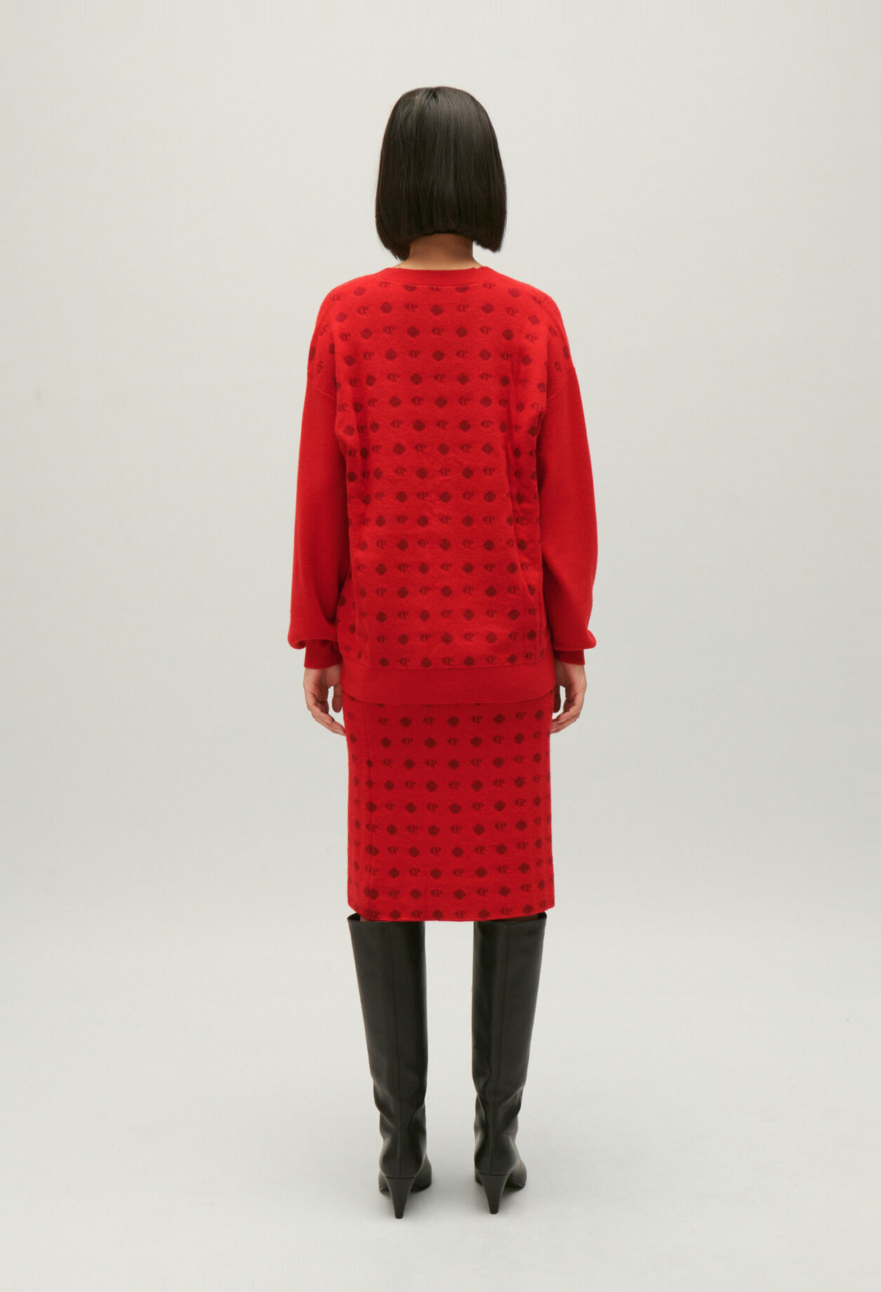 C&aacute;rdigan jacquard rojo