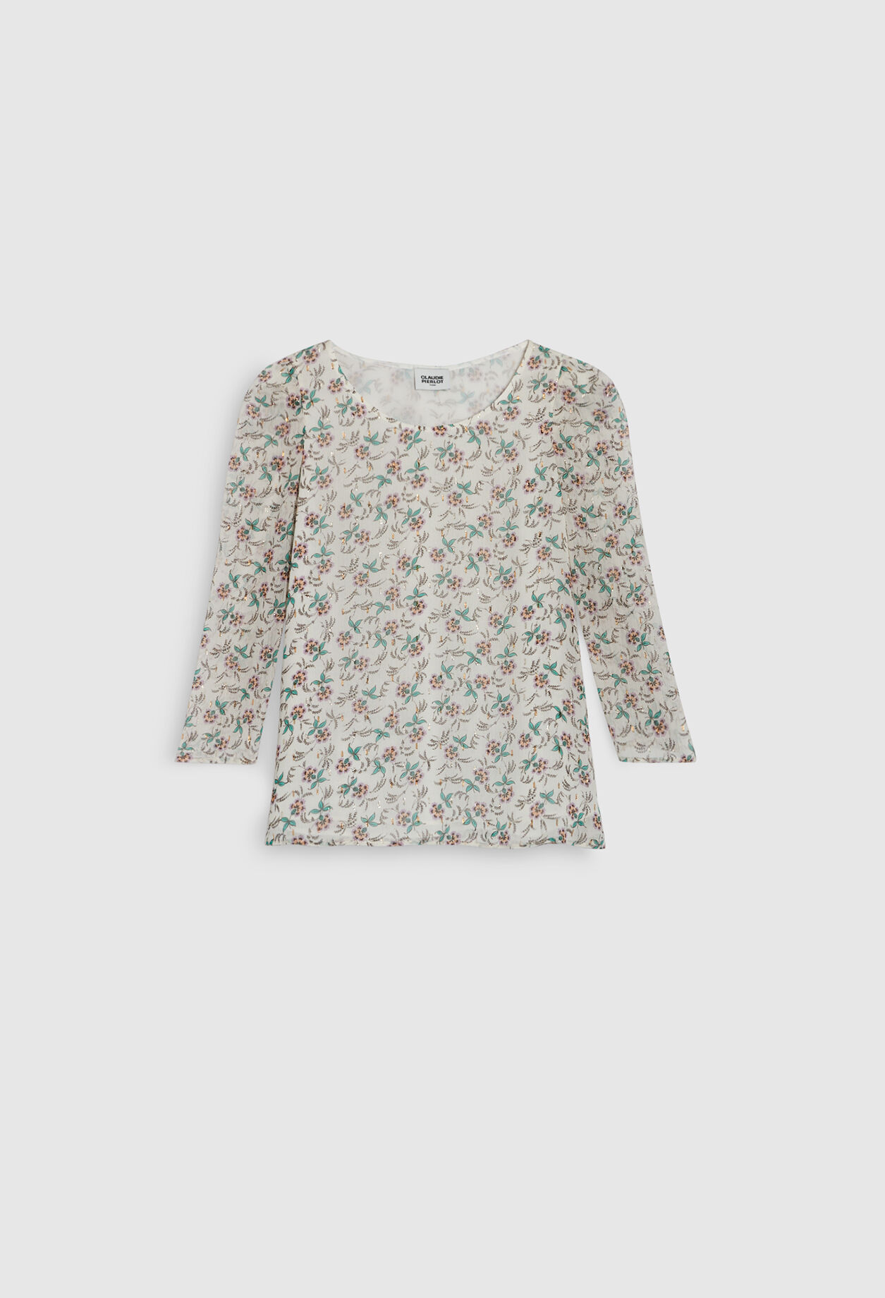 Camisa con estampado de flores de lúrex