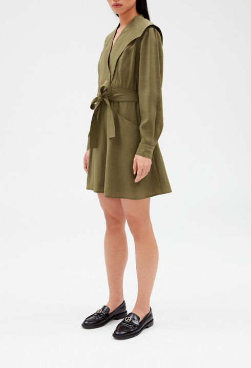 Vestido corto para anudar caqui