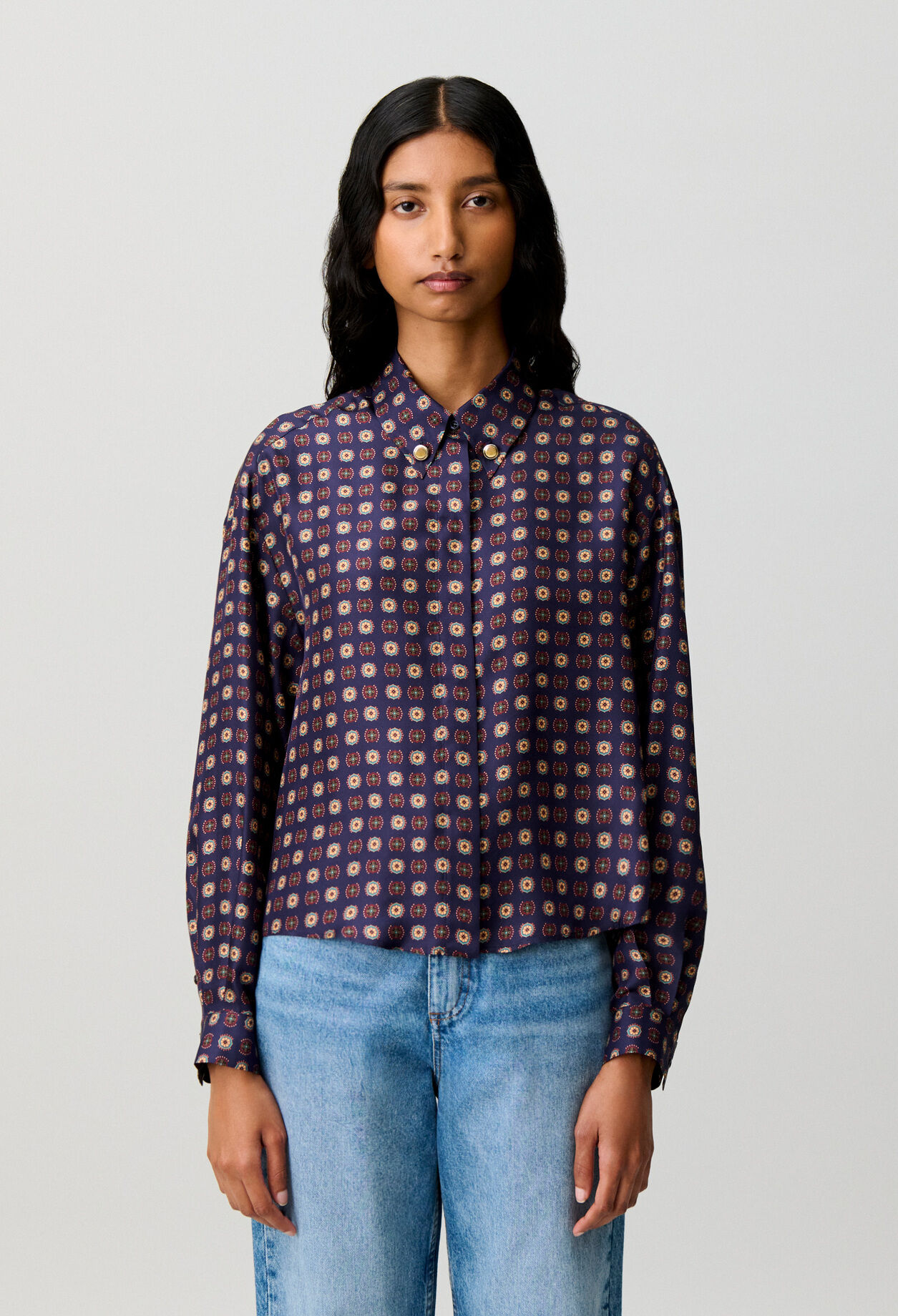 Camisa estampada de seda