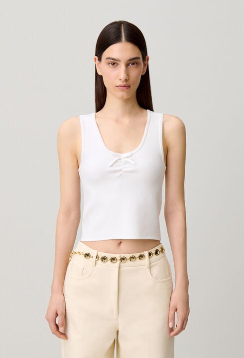 Top de punto cuello redondo