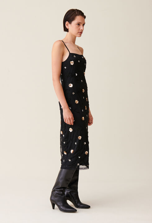 Vestido largo fluido lentejuelas