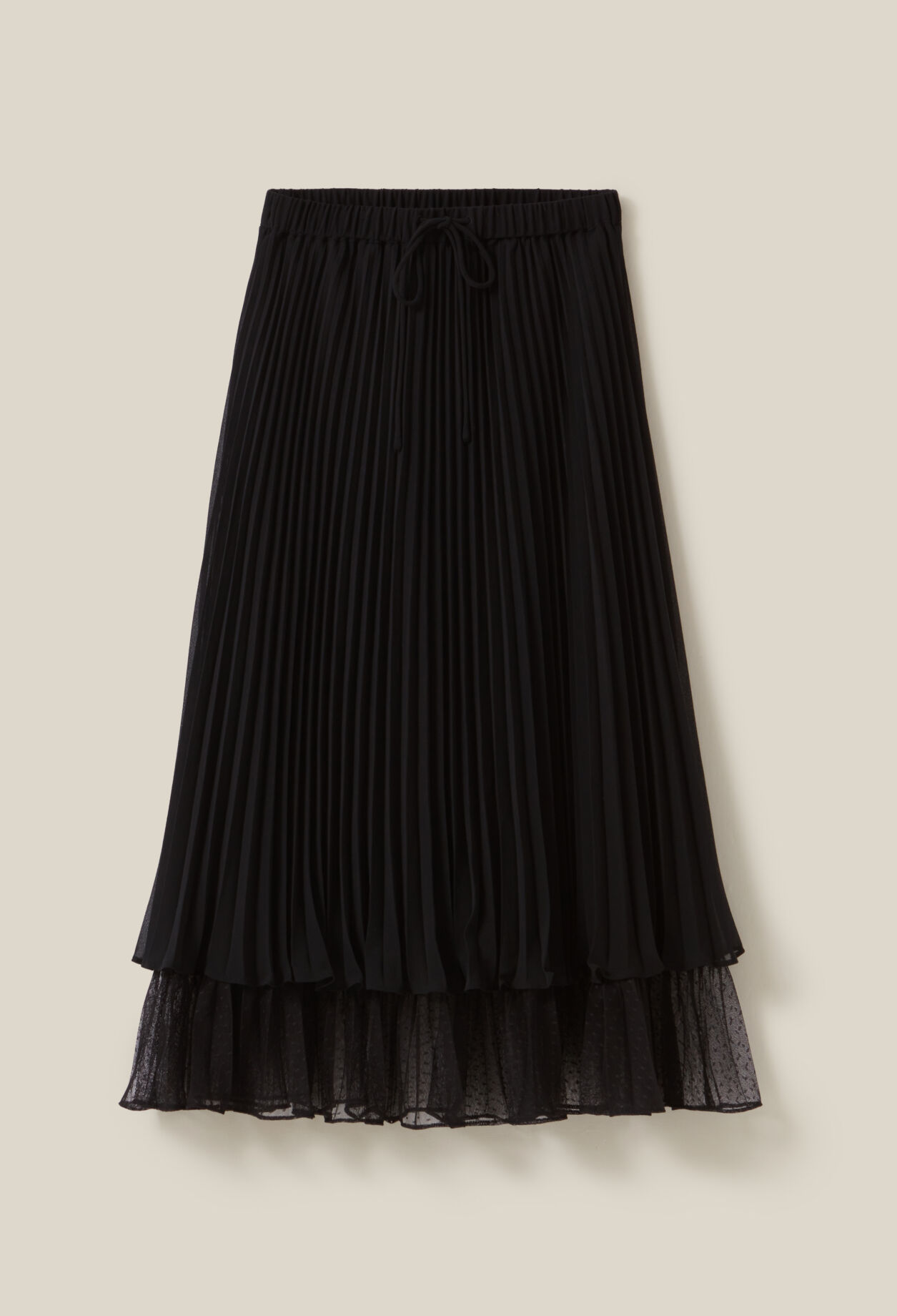 Falda midi fluida plisada negra