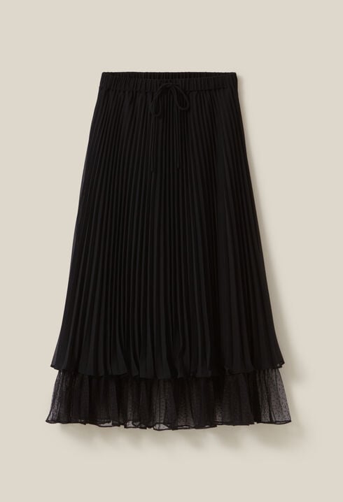 Falda midi fluida plisada negra