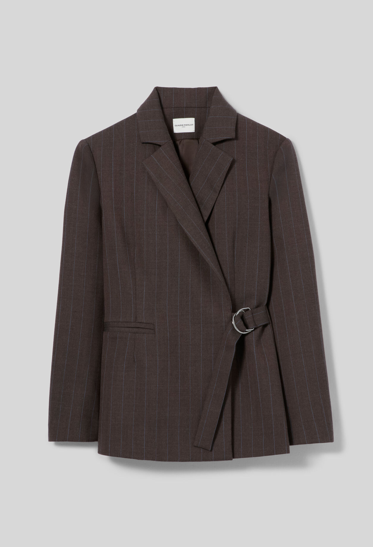 Chaqueta recta rayas doble hebilla