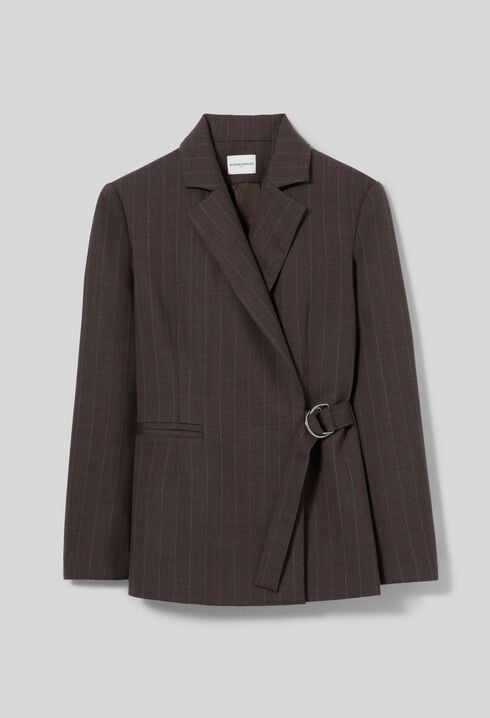 Chaqueta recta rayas doble hebilla