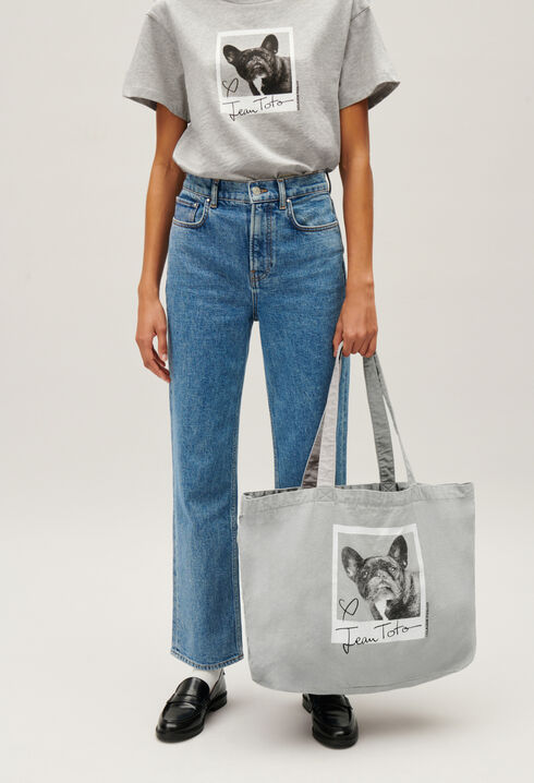 Tote bag Jean Toto de lona gris jaspeado