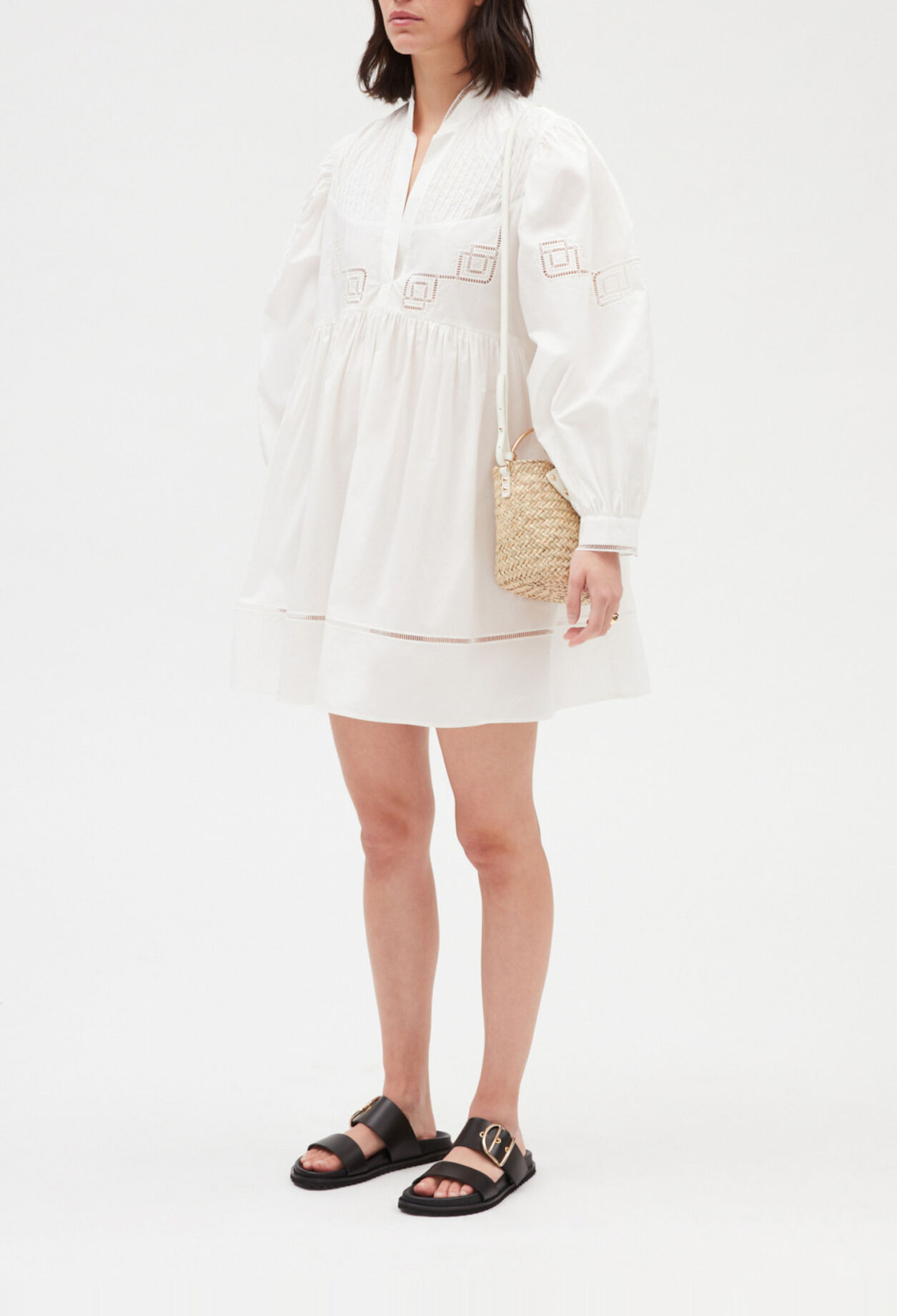 Vestido corto algodón bordado blanco