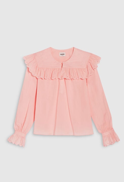 Blusa bordada de algodón en rosa