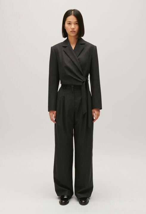Chaqueta de traje corta gris chiné