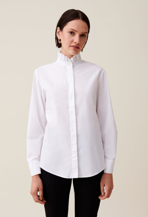 Camisa cuello volantes blanca