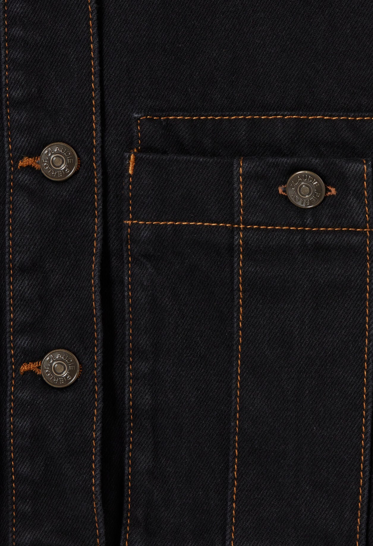 Chaqueta denim negra cuello vareuse