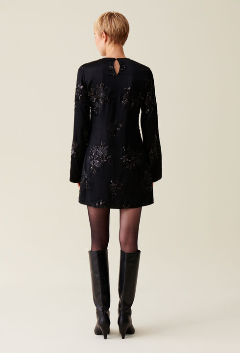 Vestido corto negro lentejuelas