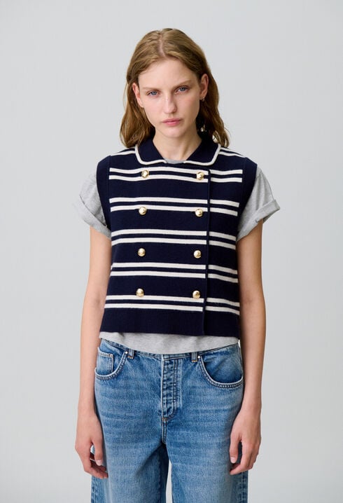Cardigan de rayas sin mangas