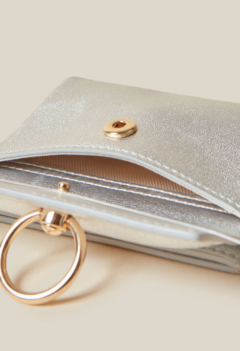 Tarjetero Anouck cuero plateado