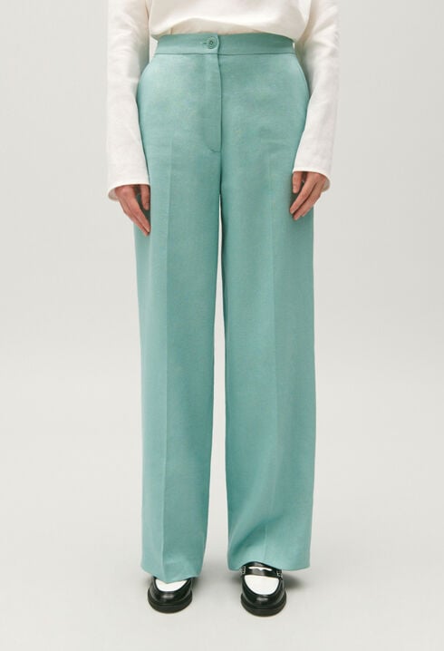 Pantalón de traje de mezcla de lino
