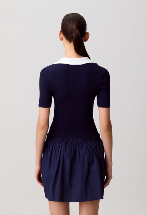 Vestido bimateria de punto