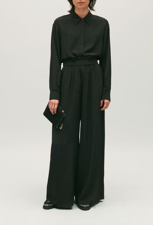 Camisa fluida negra de seda