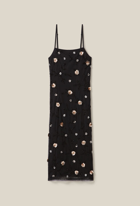 Vestido largo fluido lentejuelas