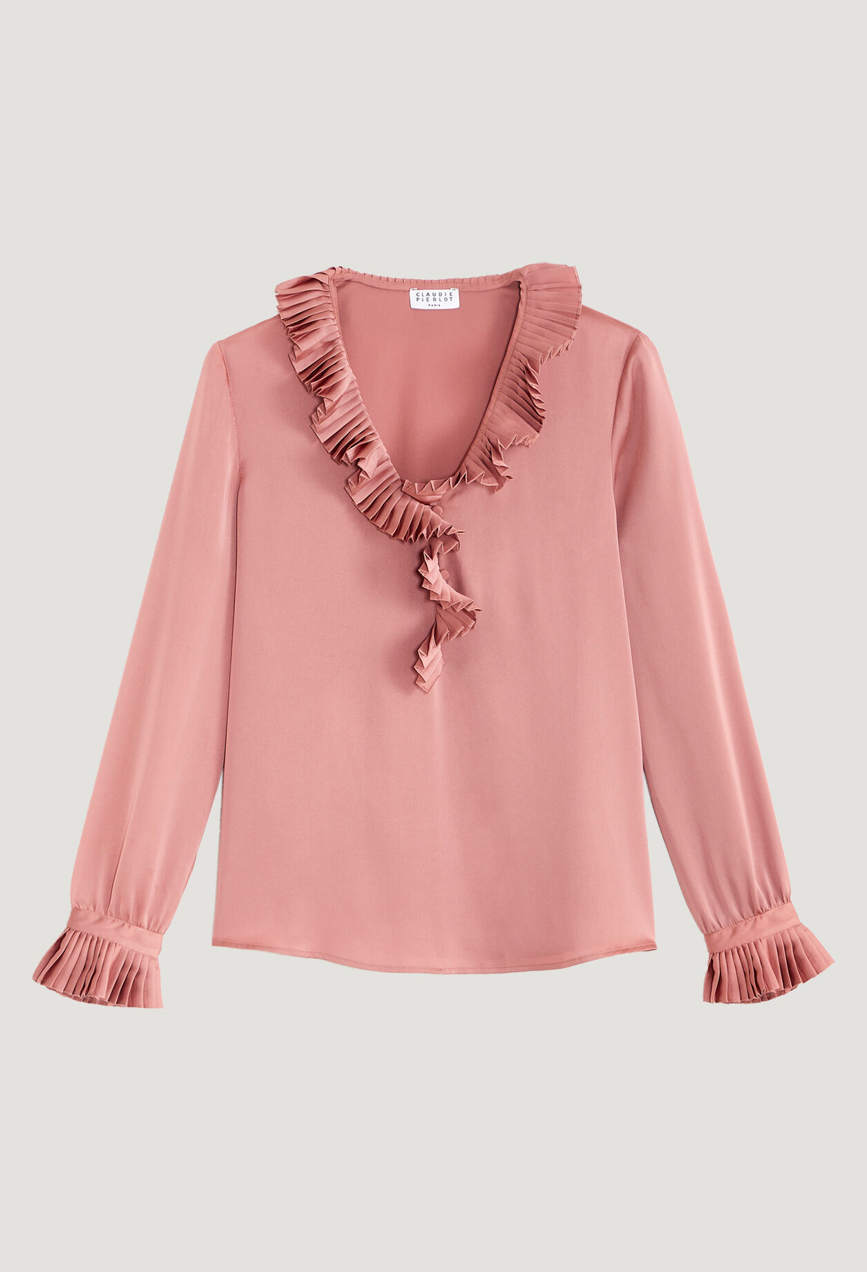 Blusa con cuello con volante