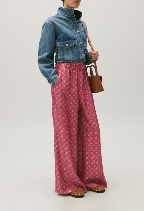 Pantalón satinado con estampado