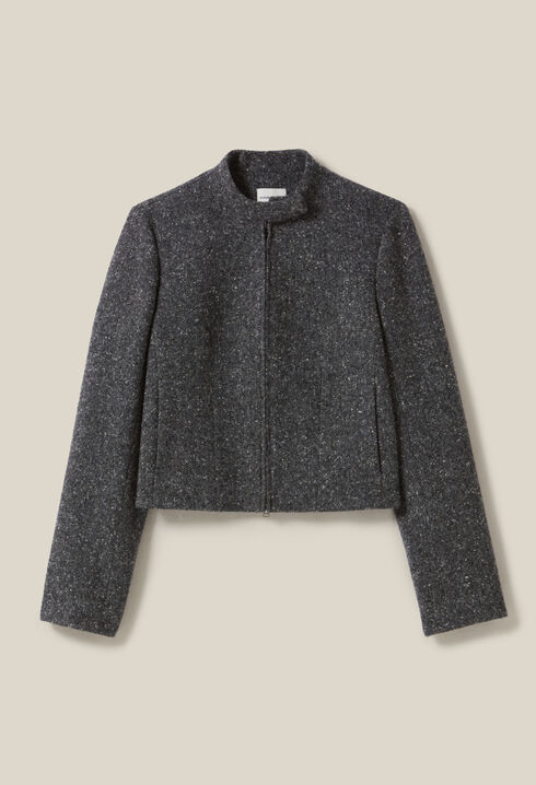 Chaqueta corta gris lana mezclada