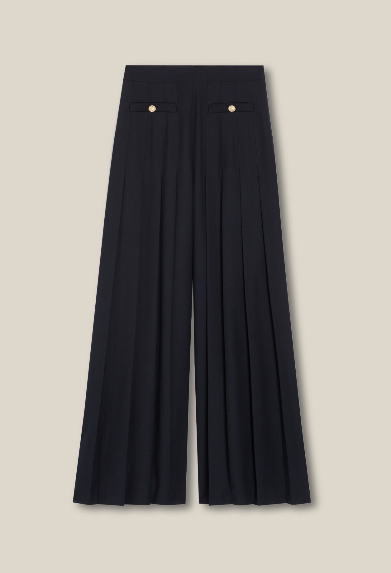 Pantalón plisado amplio azul marino 