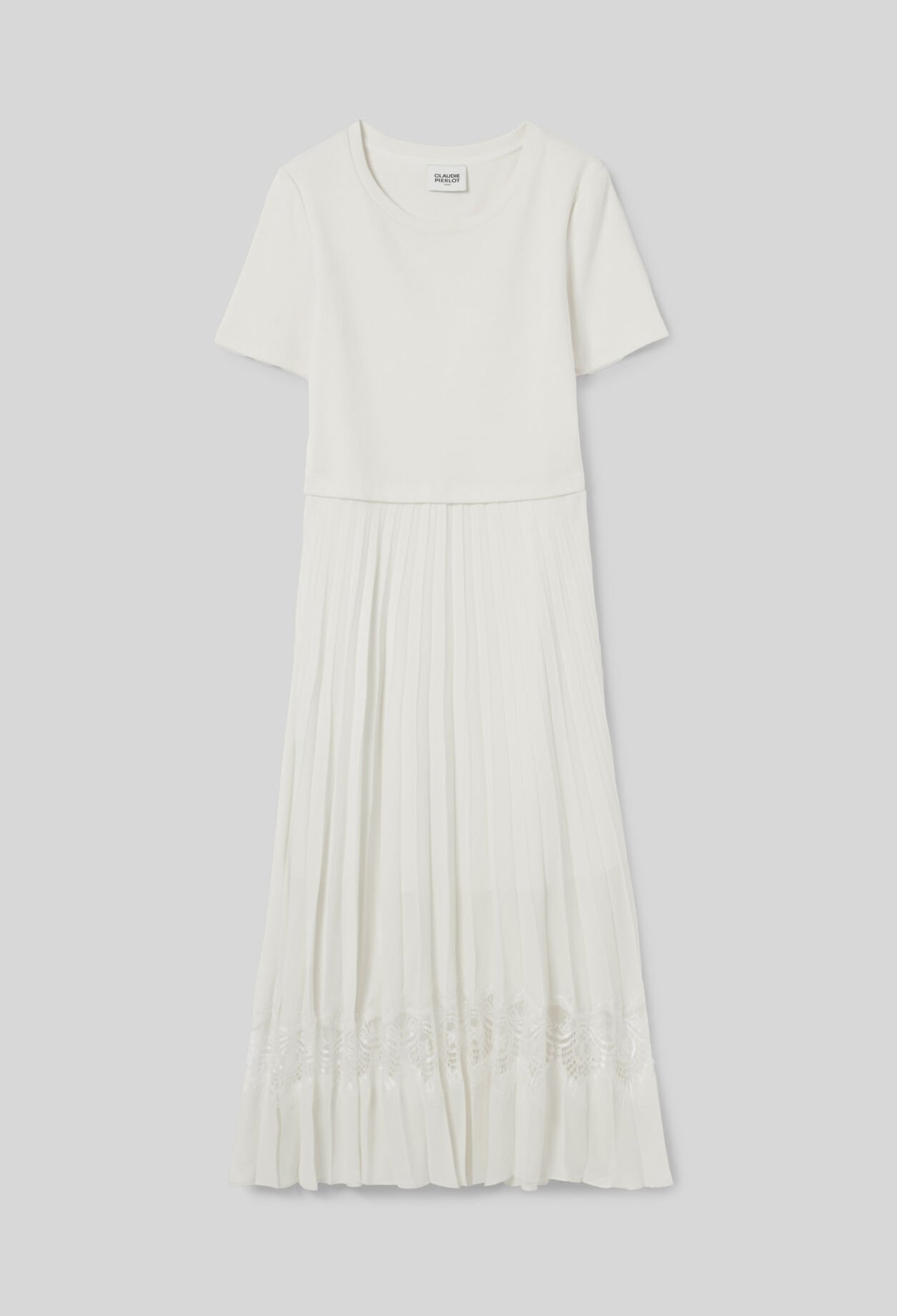 Vestido midi Twist bimaterial marfil