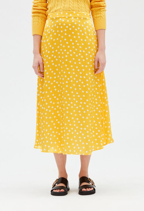 Vestido midi de seda amarilla