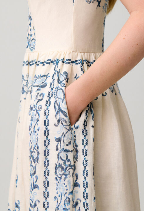 Vestido de lino estampado