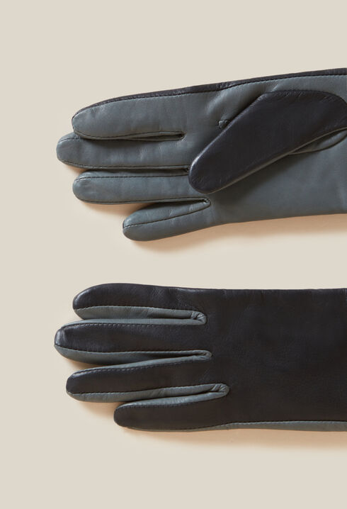 Guantes largos bicolor en cuero