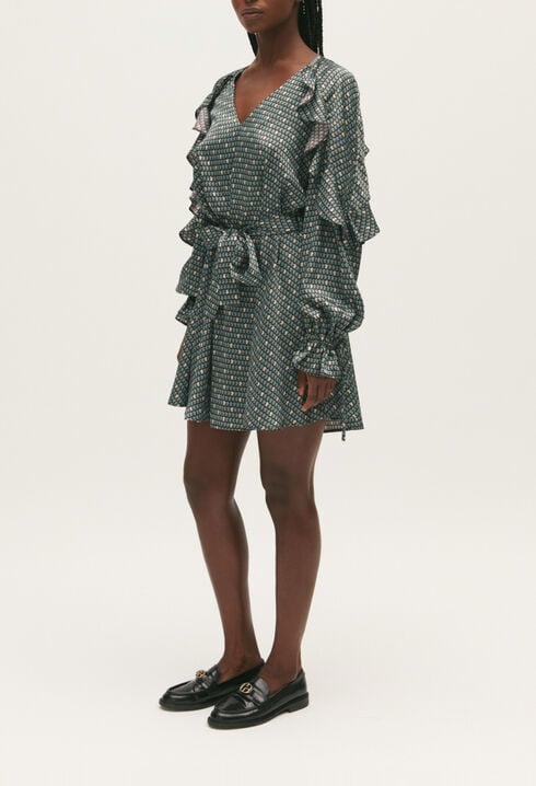 Vestido fluido estampado evasé