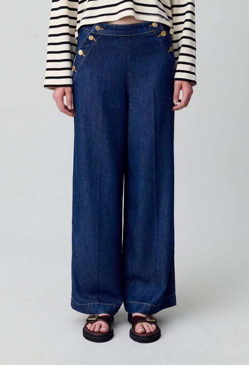 Pantalón vaquero ancho con botones